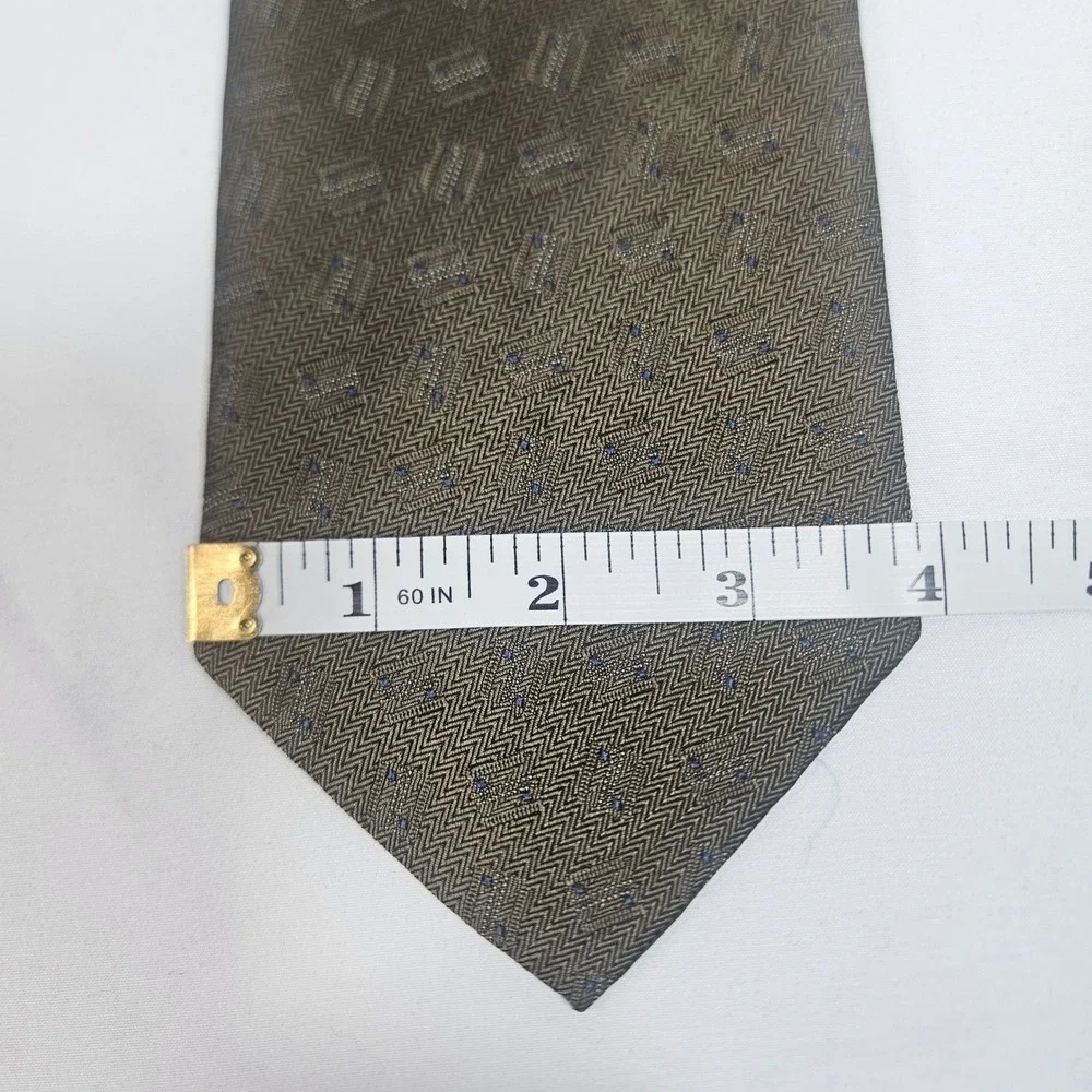 Audrey Buckner Men's 100% European‎ Silk Tie Gold Herringbone Pattern